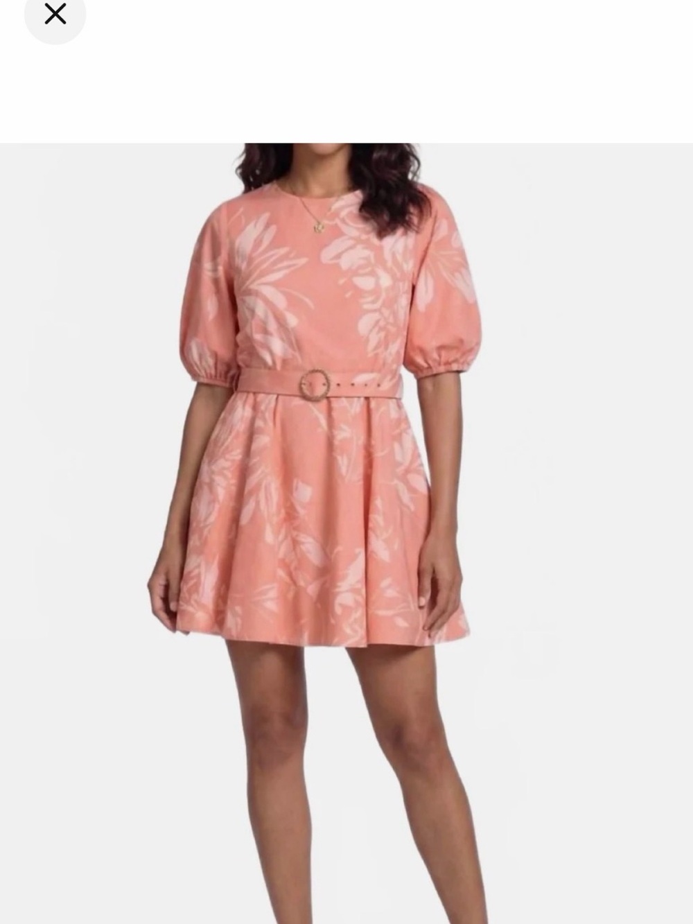 Floral Coral Belted Mini Dress